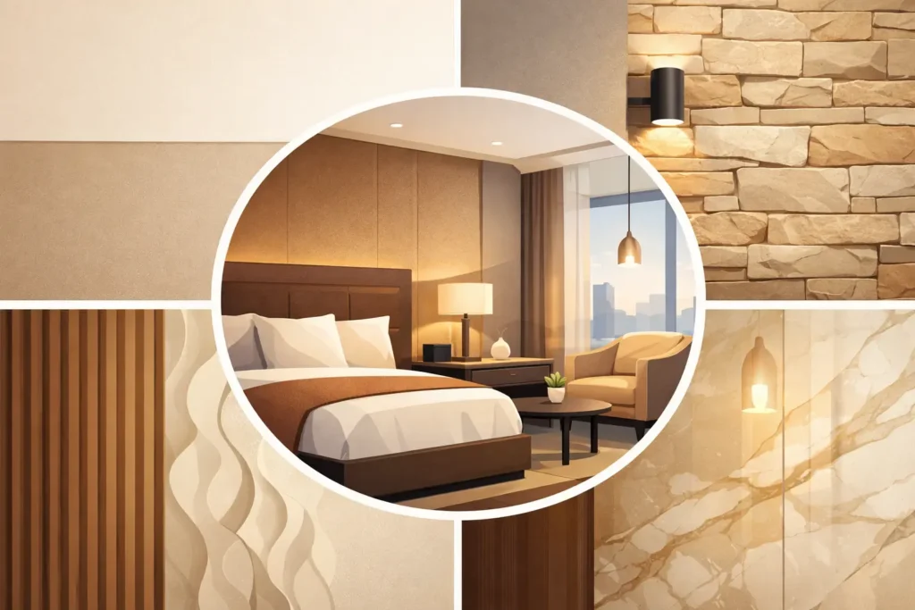 Povrchy stěn pro hotel, které tvoří dojem